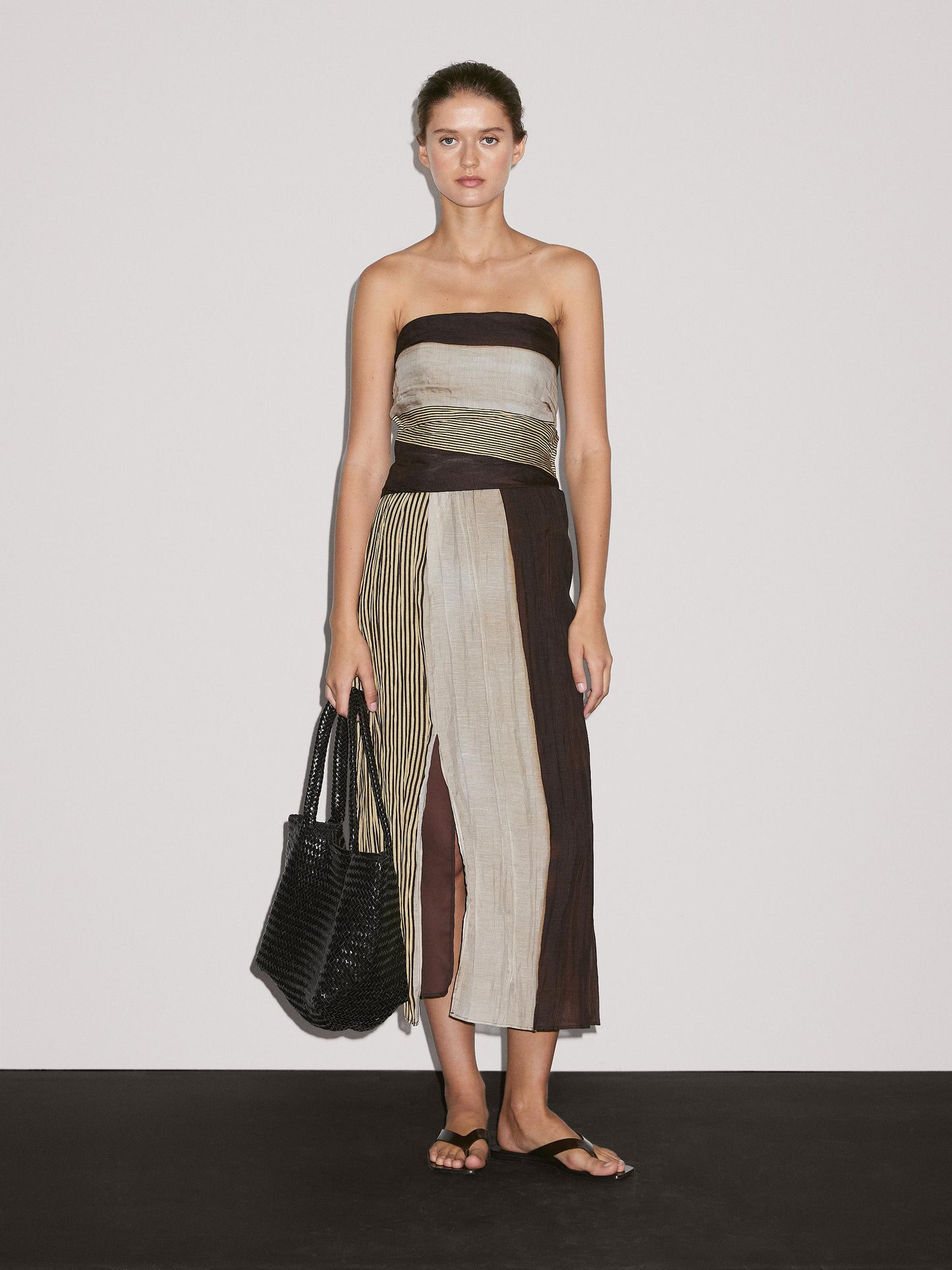 Color - Block Strapless Maxi Dress
