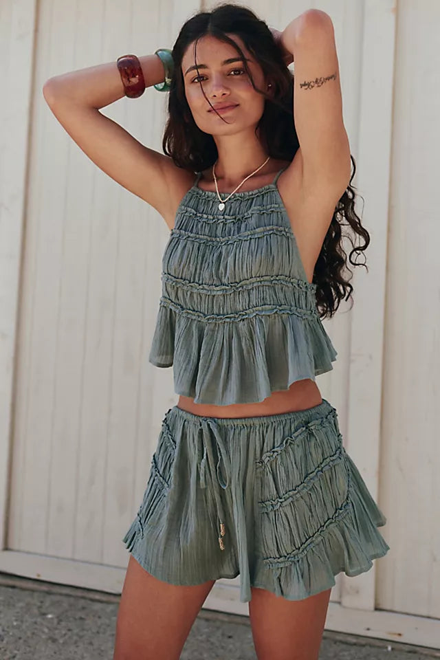Ruched Cami Top and Shorts Set