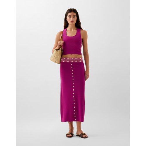 Violet Sleeveless Crop Top and Midi Skirt Set