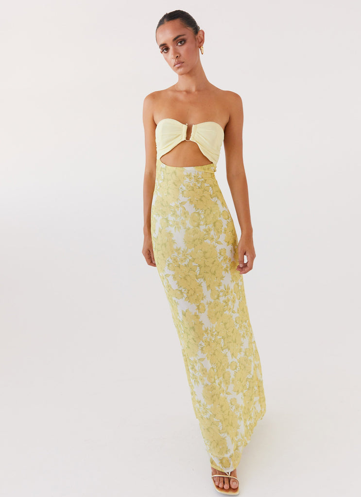 Strapless Cut - out Floral Maxi Dress