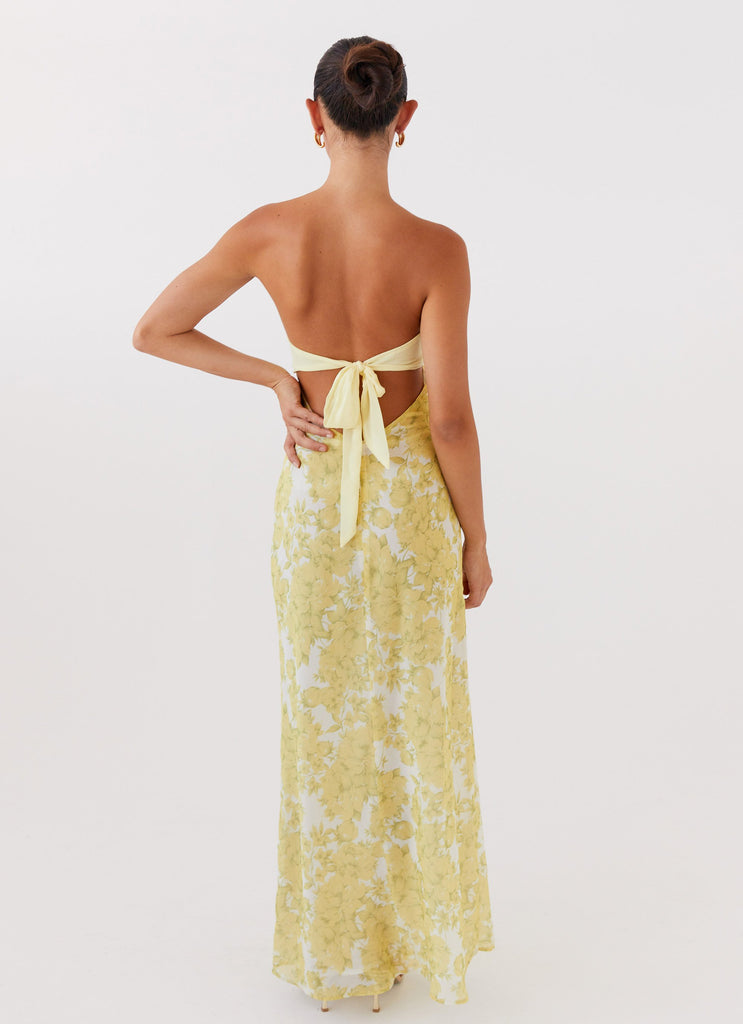 Strapless Cut - out Floral Maxi Dress