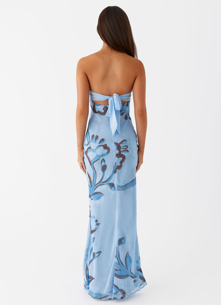 Strapless Cut - out Floral Maxi Dress