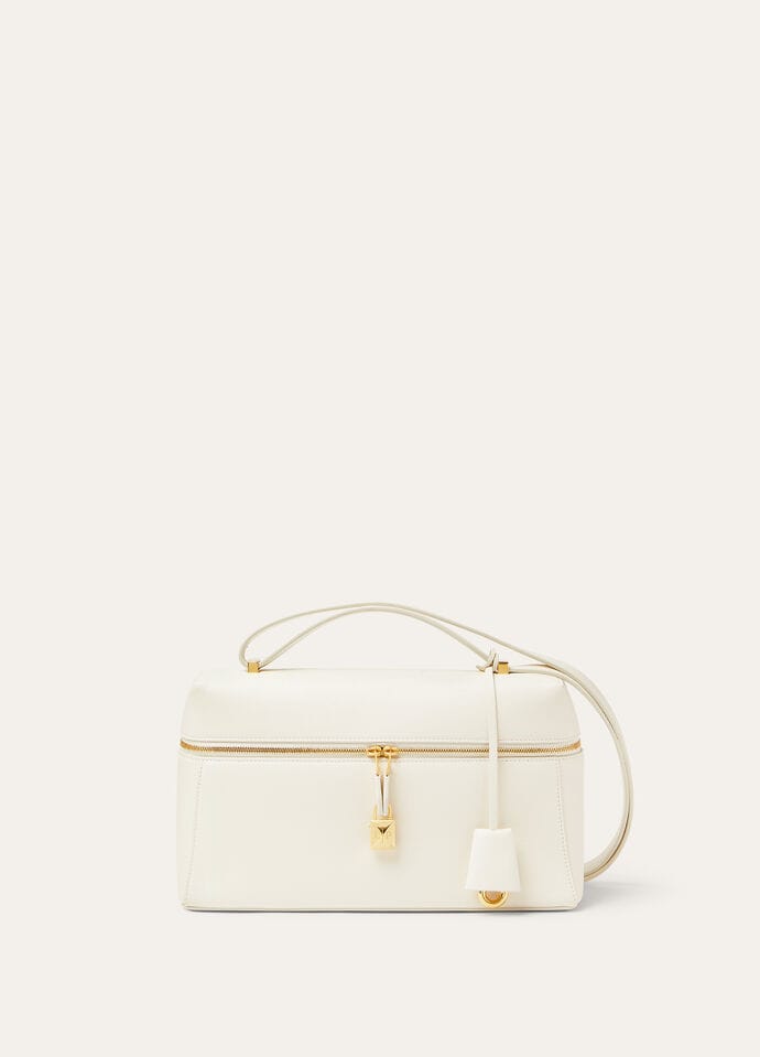 beige structured crossbody bag