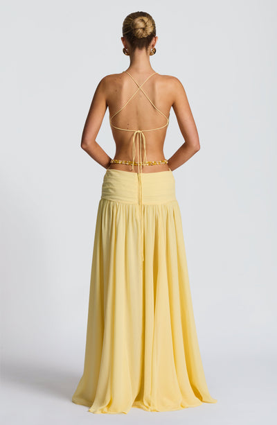 Halter V - neck Chiffon Maxi Dress