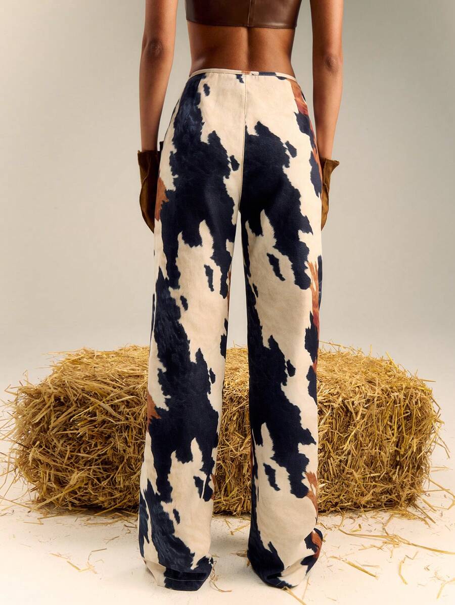Cow - Print Wide - Leg Jeans