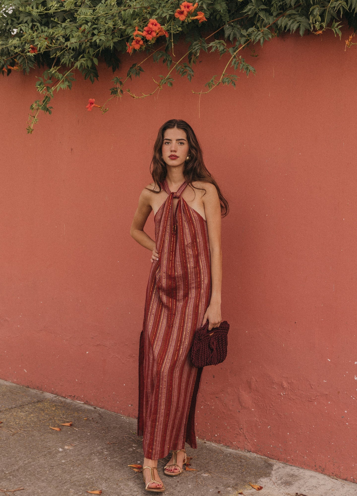 Striped Halter Maxi Dress