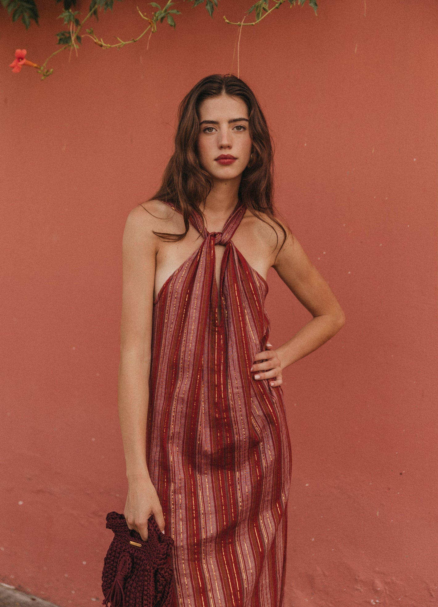 Striped Halter Maxi Dress