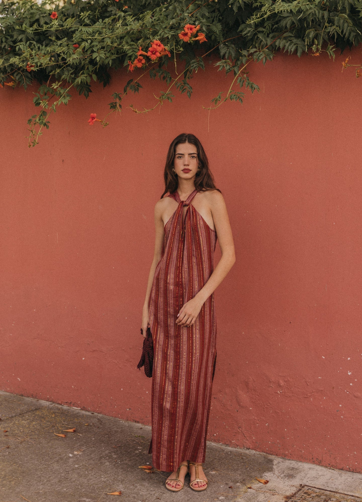 Striped Halter Maxi Dress