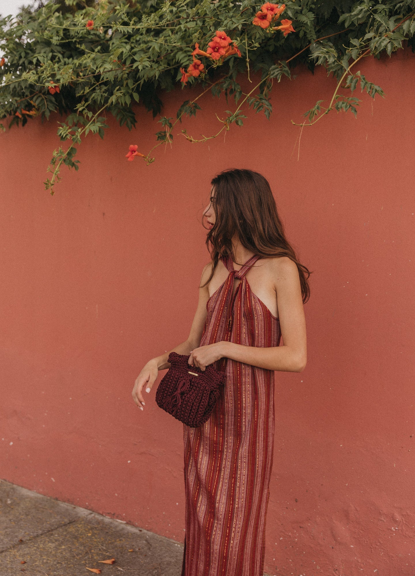 Striped Halter Maxi Dress