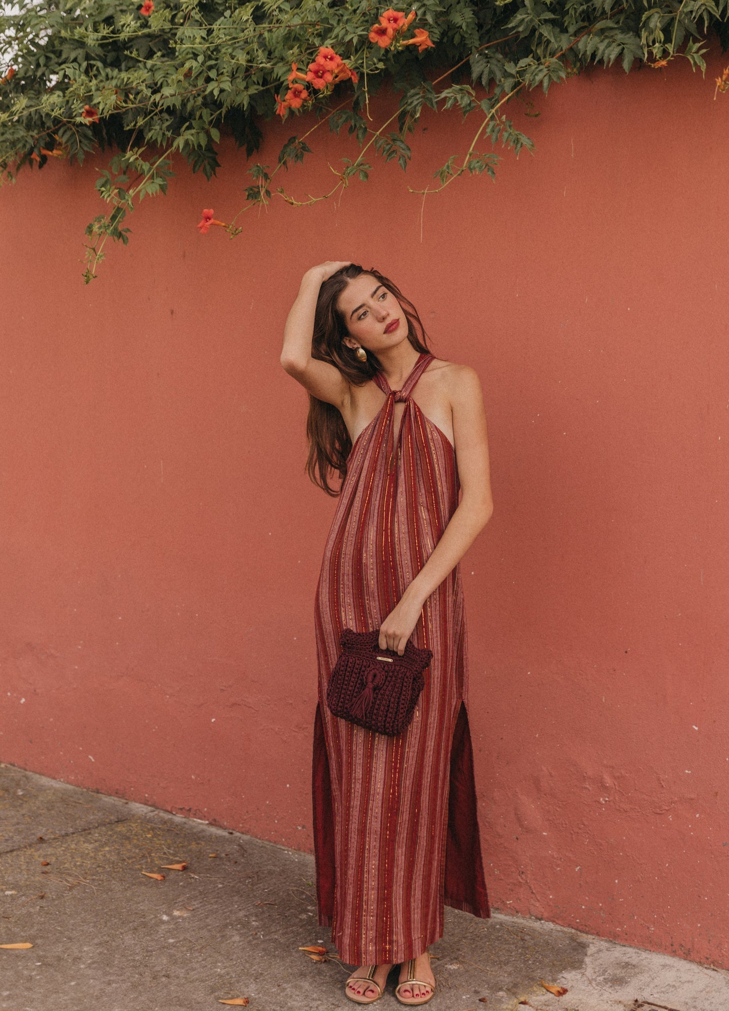 Striped Halter Maxi Dress