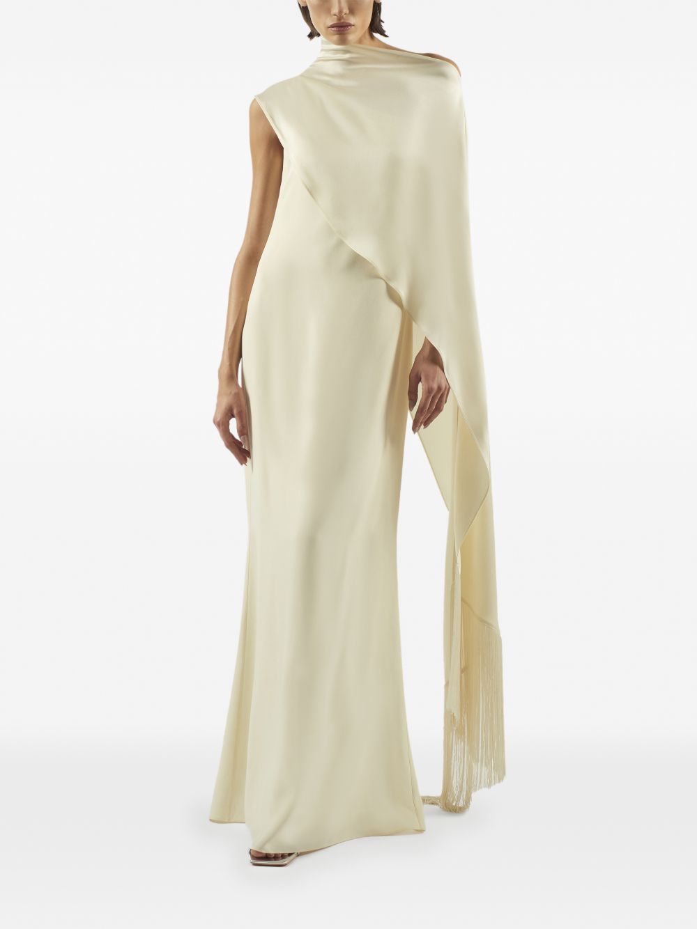 Off - White Asymmetric Satin Gown