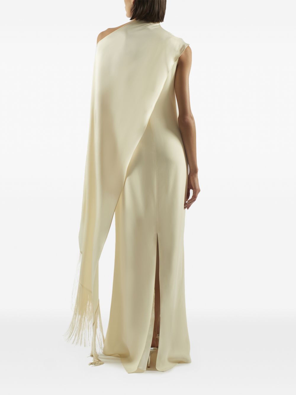 Off - White Asymmetric Satin Gown