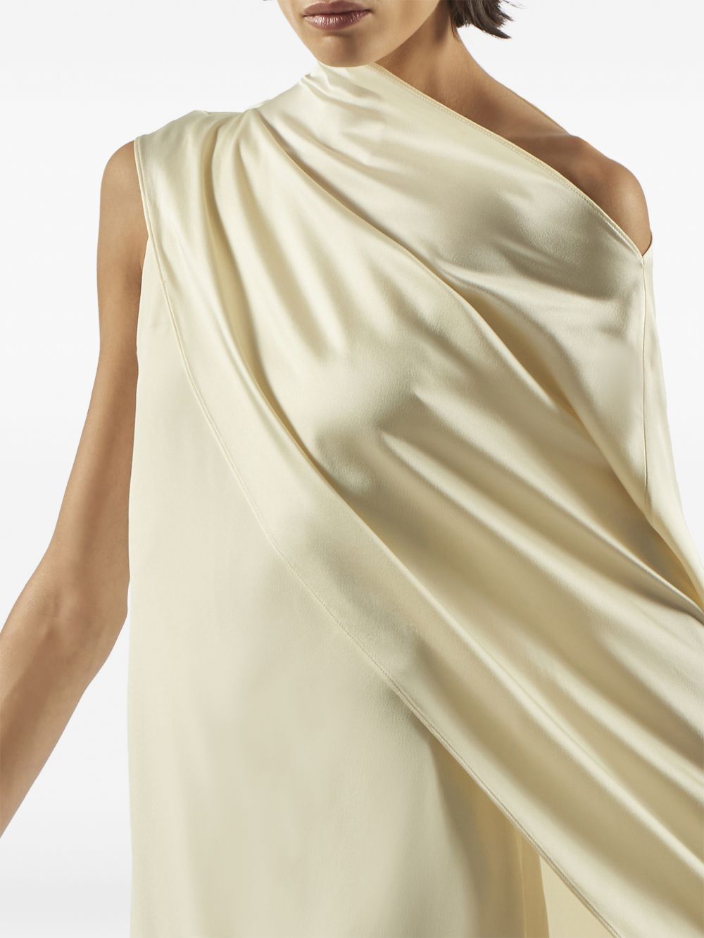 Off - White Asymmetric Satin Gown