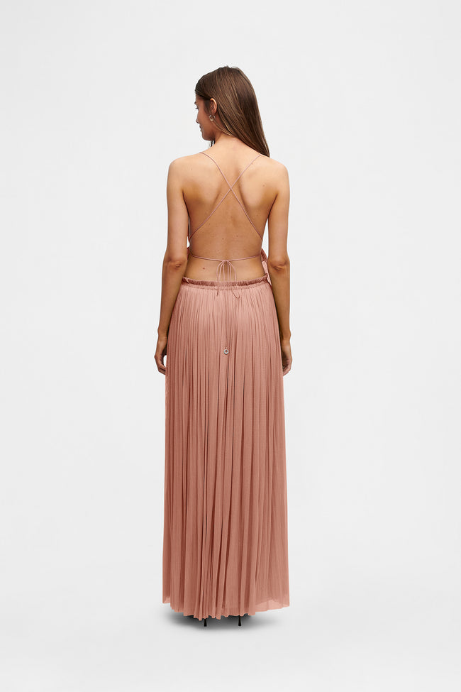 Chiffon Ruffled Top and Maxi Skirt Set