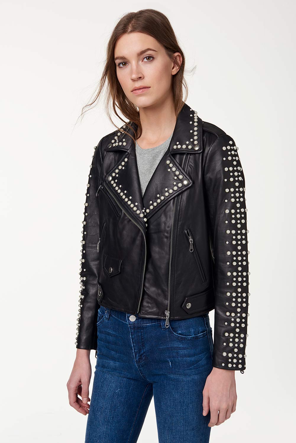 Moto Jacket With Pearls