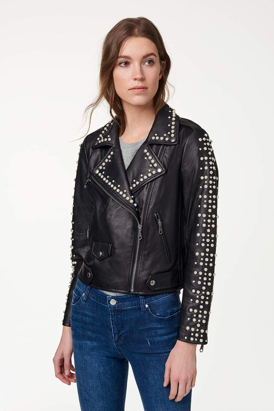 Moto Jacket With Pearls