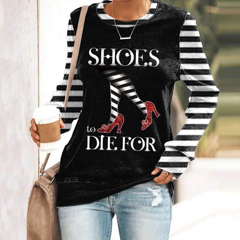 Women's Classic Ruby Red Shoes Halloween Witch Legs Print Sweatshirt