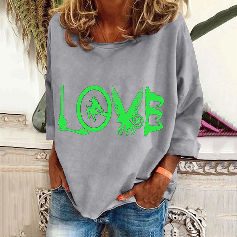 Women's Love Witch Pattern Print Long Sleeve T-Shirt