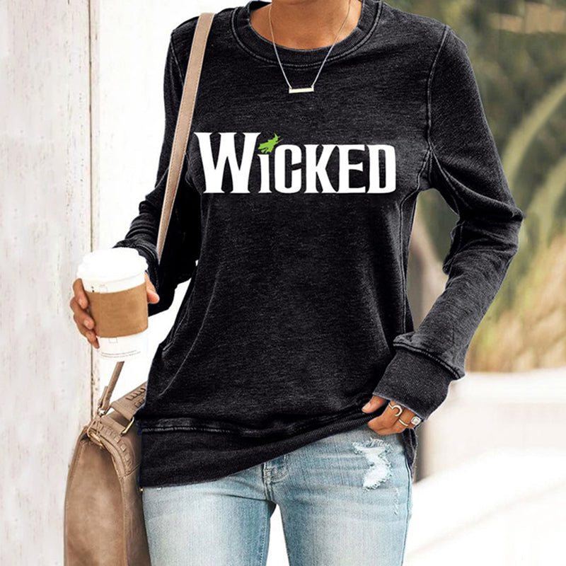 Women's Witch Print Casual Sweatshirt