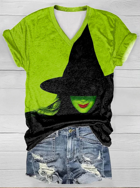 Halloween Witch Painting V-Neck T-Shirt