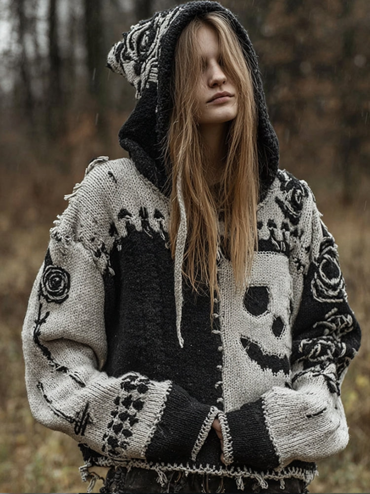 Halloween Patchwork Funny Smiley Face Hooded Sweater