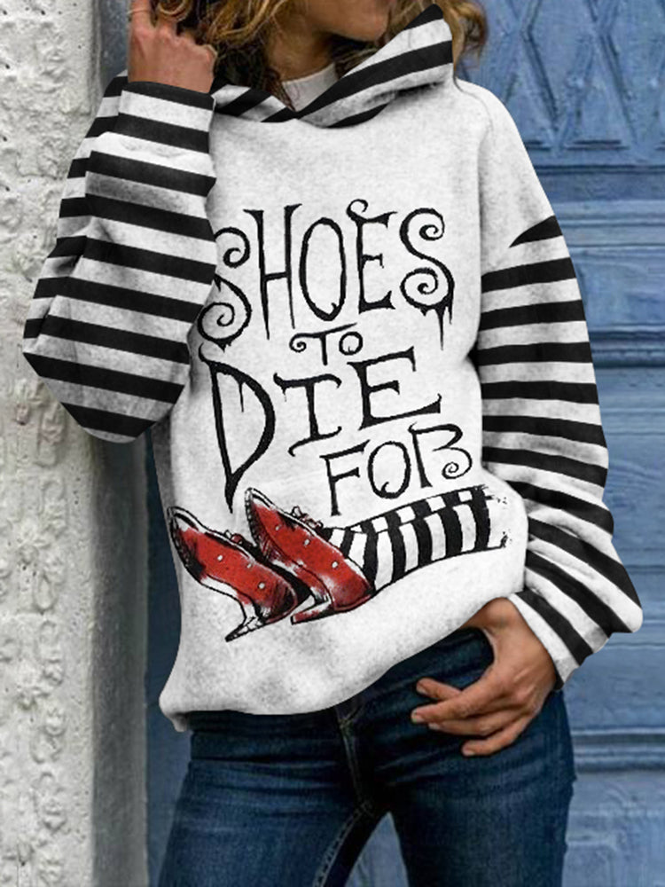 Women's Halloween Witch Legs Classic Ruby Red Shoes To Die For Art Print Casual Hoodie