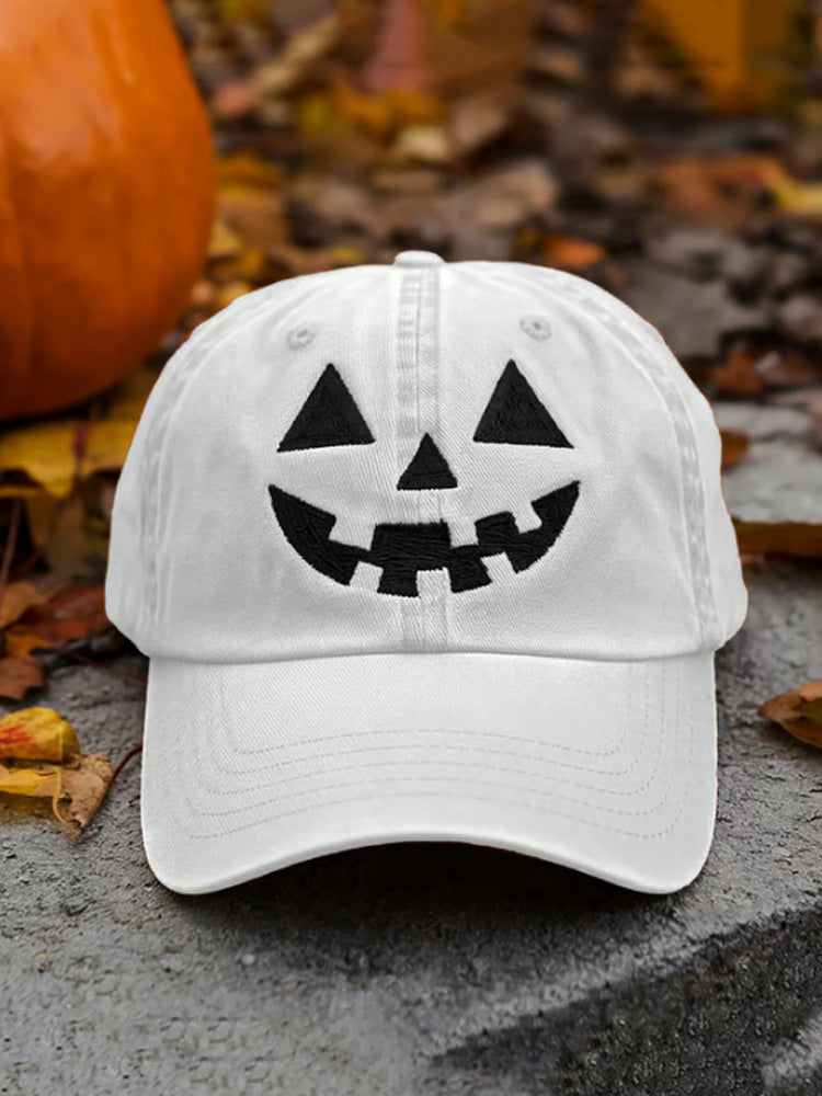 Autumn Halloween Ghost Smiling Face Printed Baseball Cap