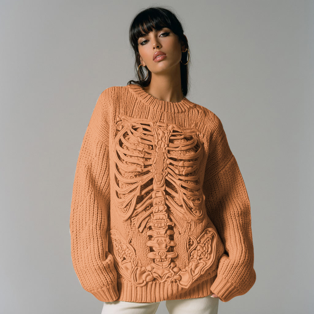 Vintage Halloween Anatomy Art Chunky Knitted Sweater