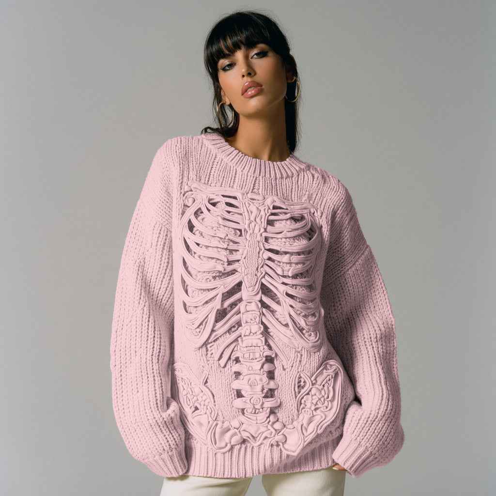Vintage Halloween Anatomy Art Chunky Knitted Sweater