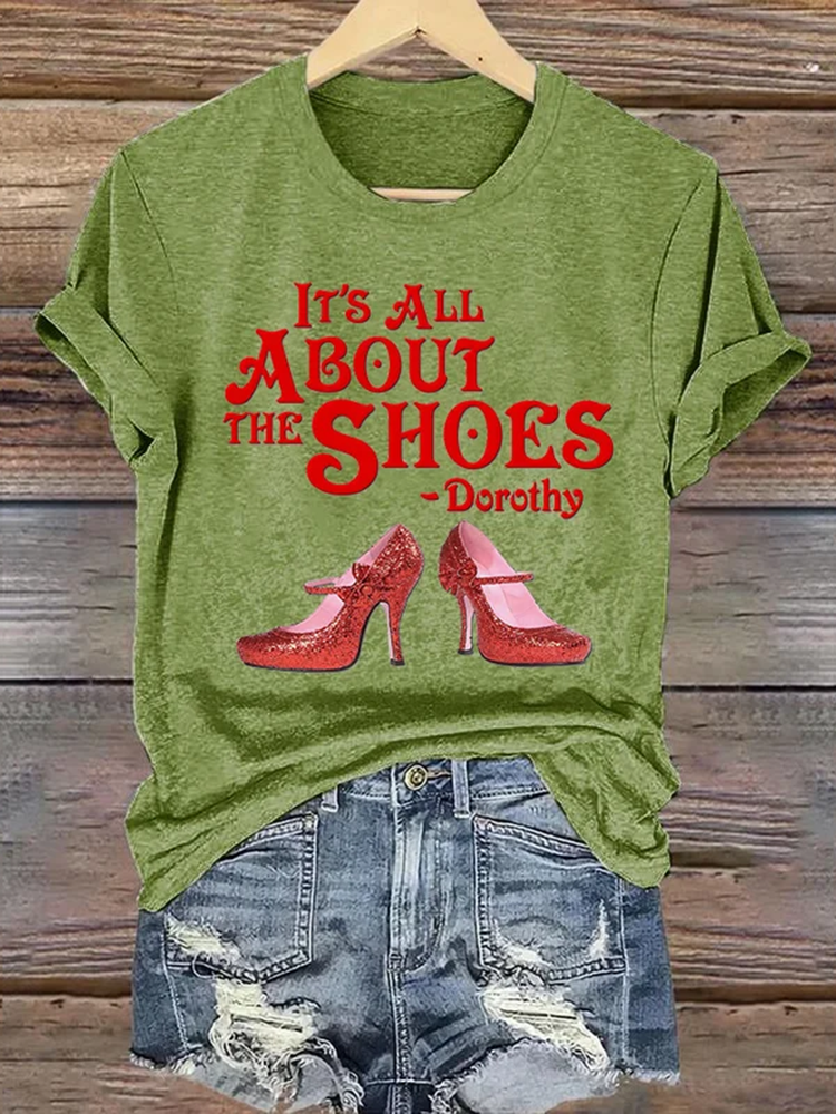 Halloween Halloween Witch It's All About The Classic Ruby Red Shoes Art Vintage Washed T Shirt