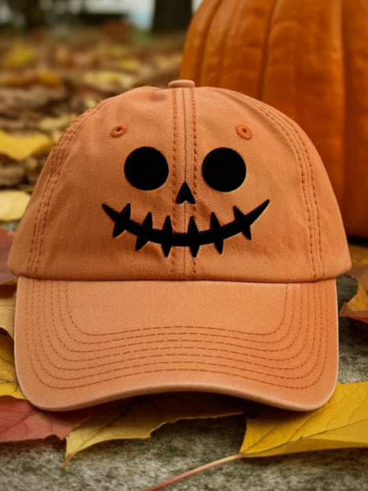 Autumn Halloween Ghost Smiling Face Printed Baseball Cap