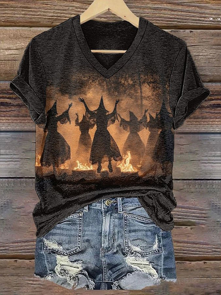 Women's Halloween Witches Of The Forest Print T-Shirt