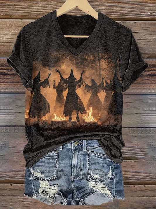 Women's Halloween Witches Of The Forest Print T-Shirt