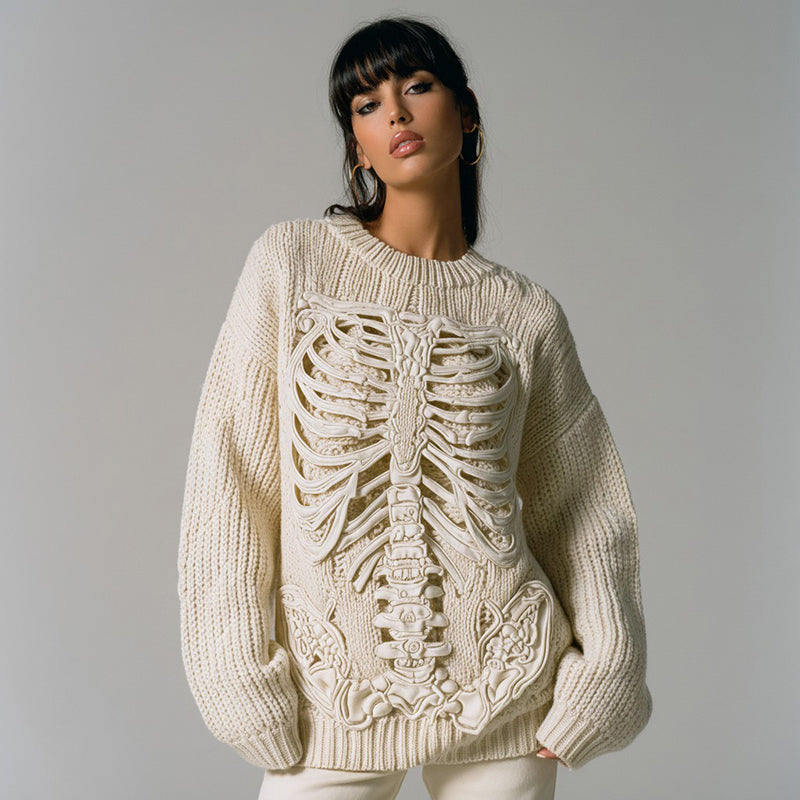Vintage Halloween Anatomy Art Chunky Knitted Sweater