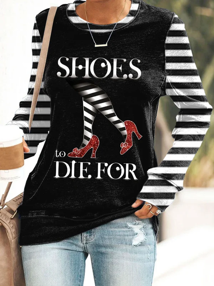 Women's Classic Ruby Red Shoes Halloween Witch Legs Print Sweatshirt