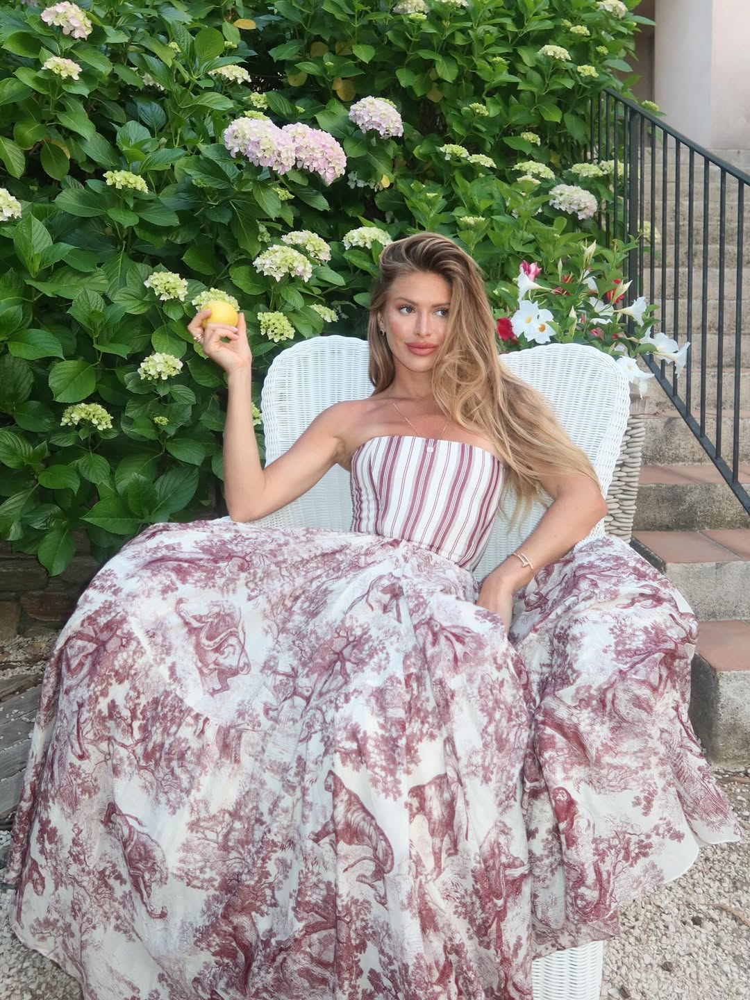 Striped Bodice Floral Maxi Dress