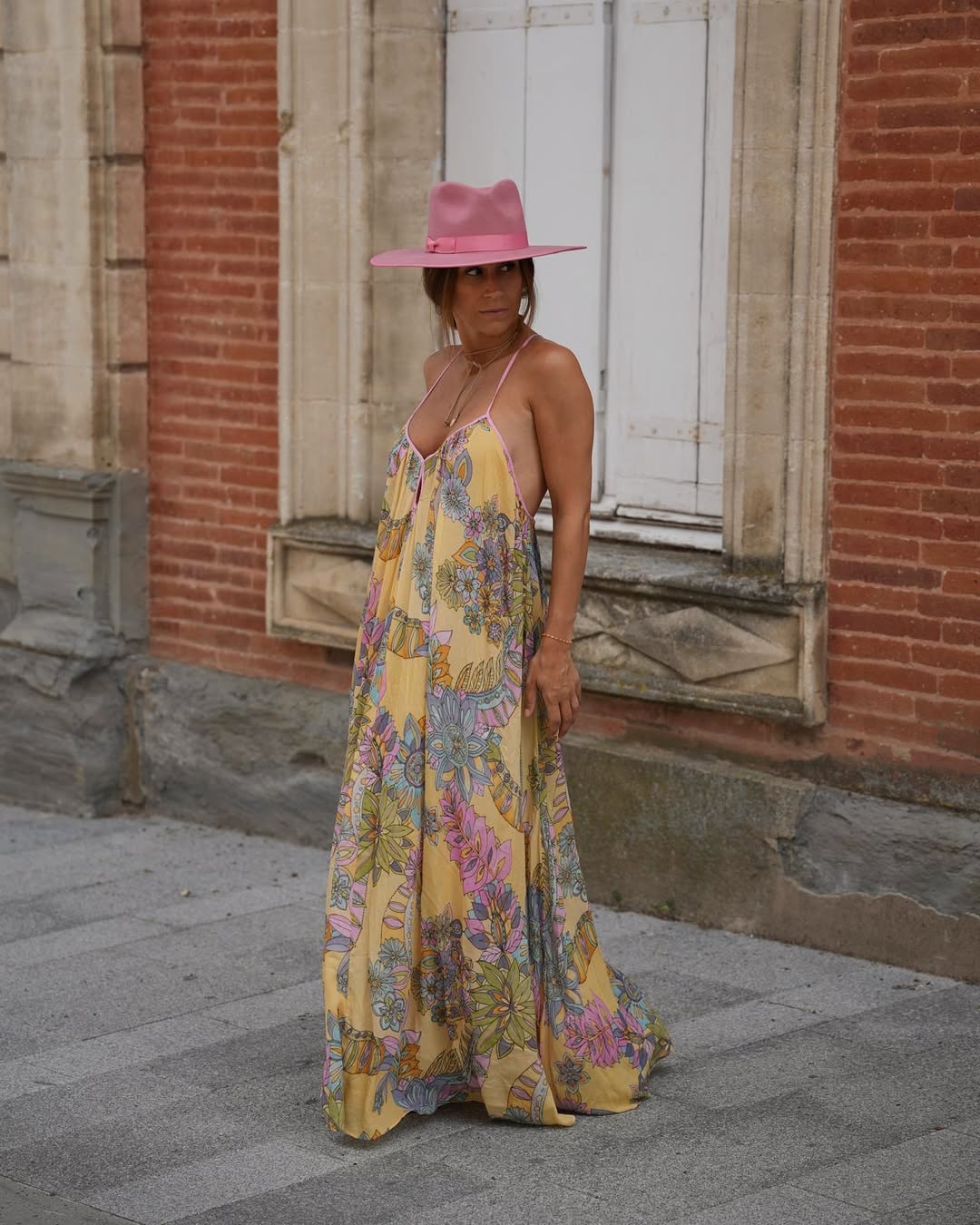 Yellow Floral Print Spaghetti - Strap Maxi Dress