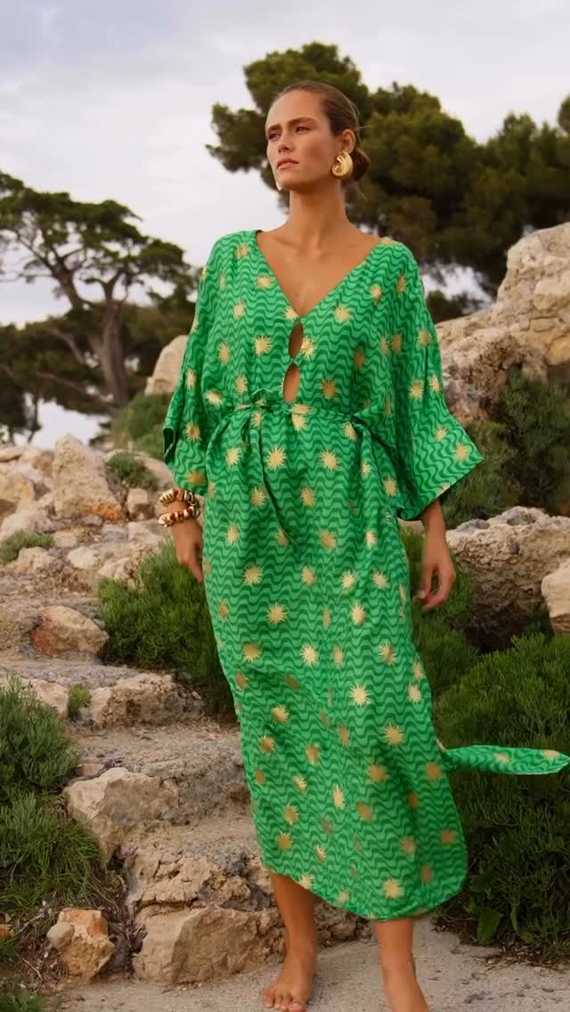 Printed Cutout Kaftan Maxi Dress