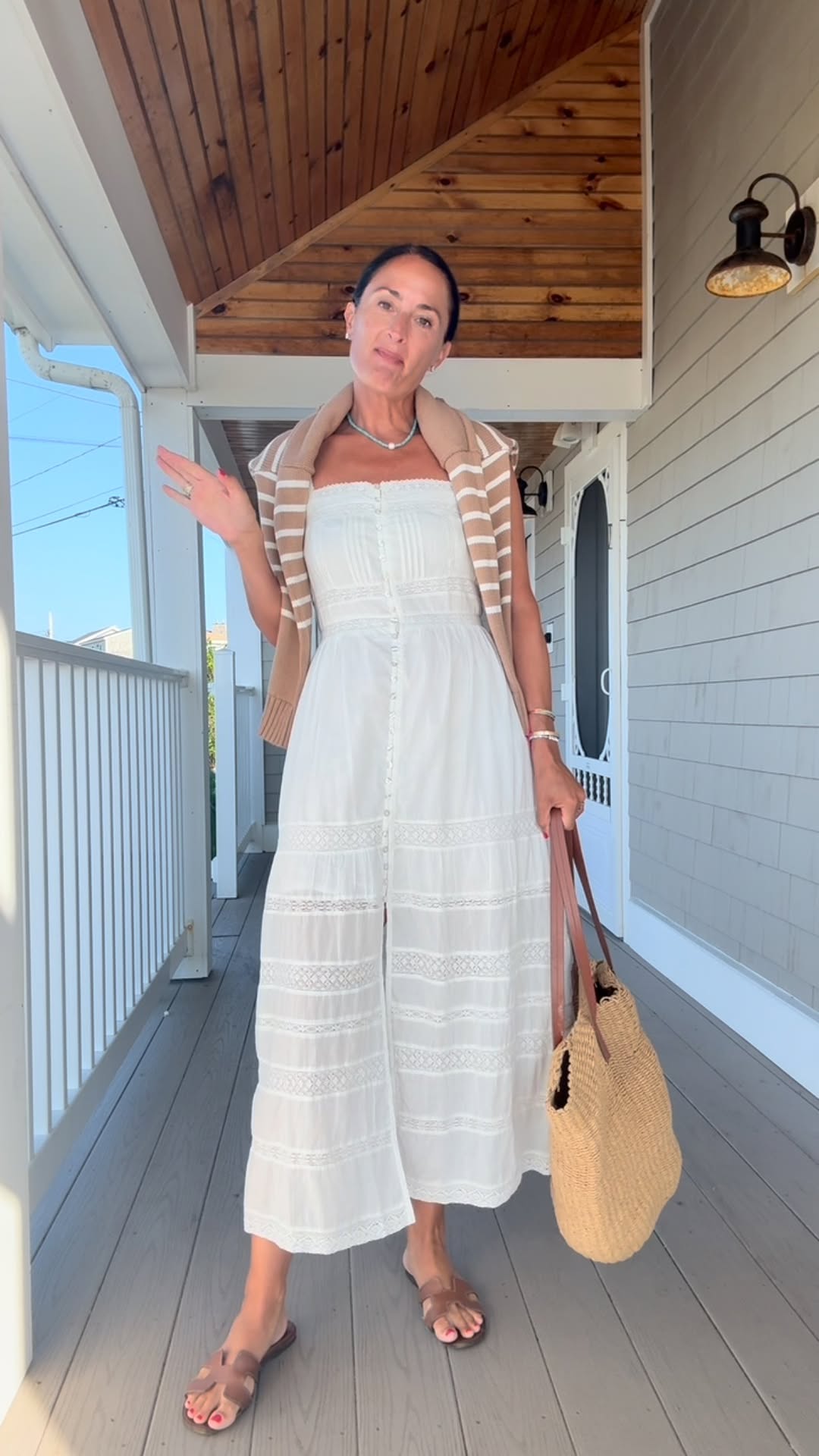 White Tiered Crochet - Trimmed Maxi Dress