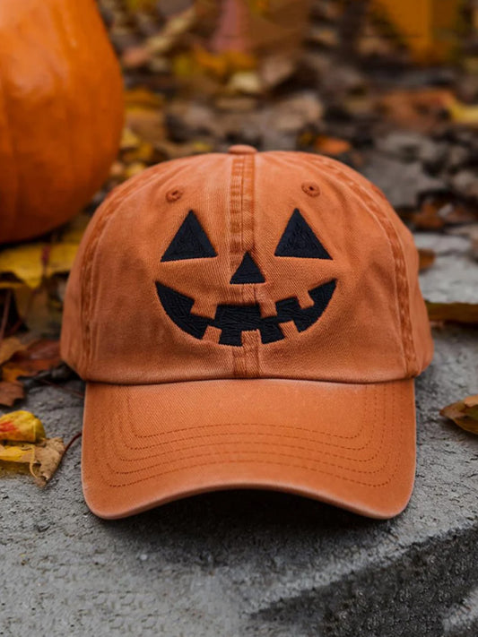 Autumn Halloween Ghost Smiling Face Printed Baseball Cap
