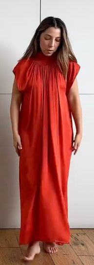 Silk High - Neck Maxi Dress