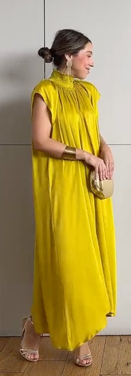 Silk High - Neck Maxi Dress