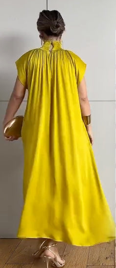 Silk High - Neck Maxi Dress