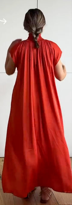 Silk High - Neck Maxi Dress