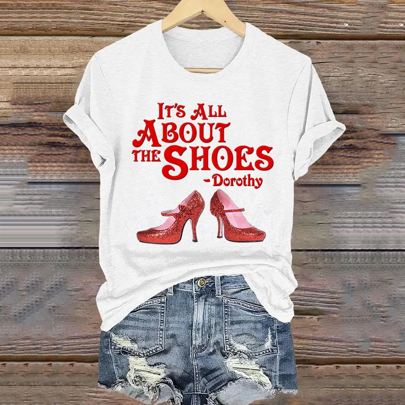 Halloween Halloween Witch It's All About The Classic Ruby Red Shoes Art Vintage Washed T Shirt