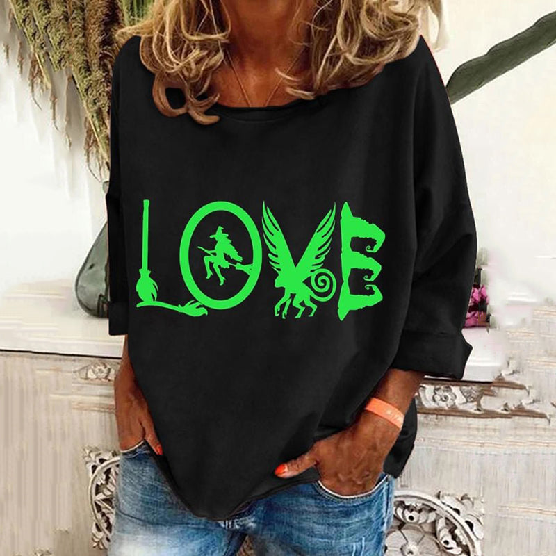 Women's Love Witch Pattern Print Long Sleeve T-Shirt