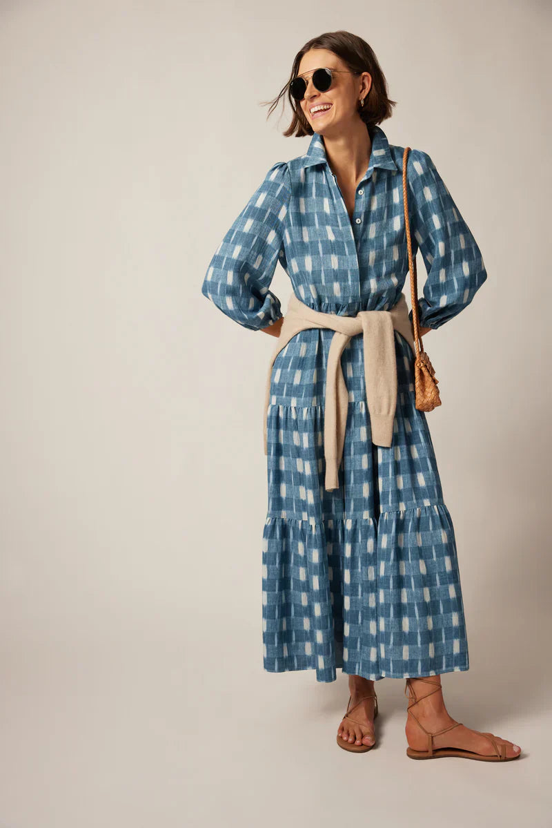 Blue Checkered Shirt Dress