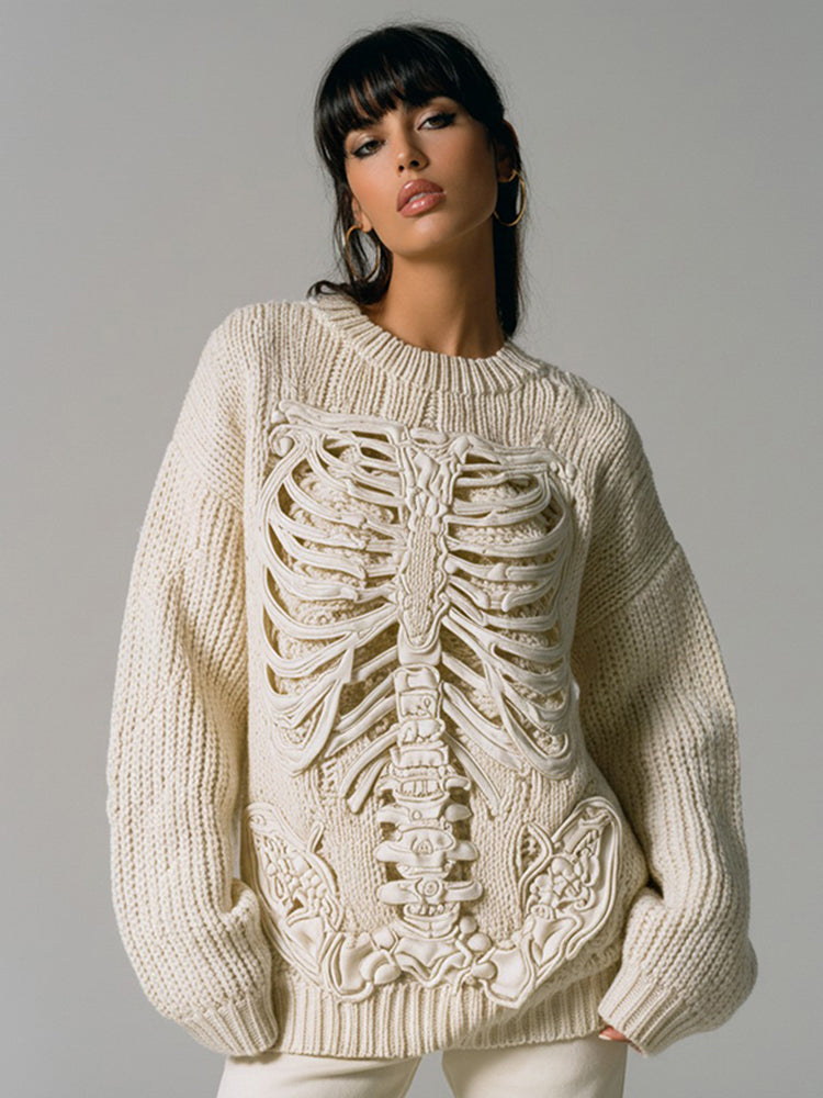 Vintage Halloween Anatomy Art Chunky Knitted Sweater