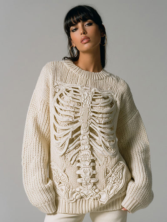 Vintage Halloween Anatomy Art Chunky Knitted Sweater