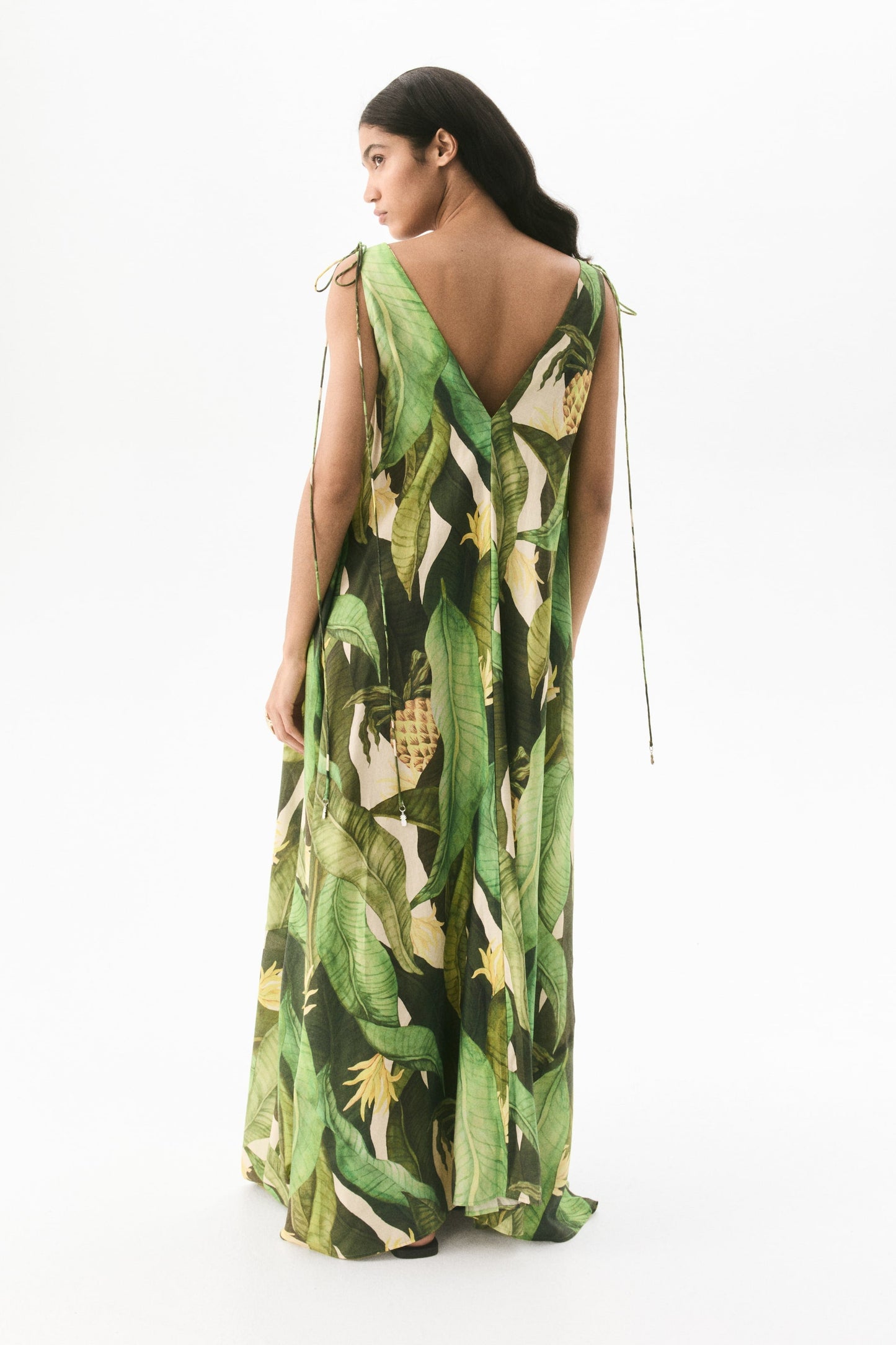 Tropical Pineapple Print Maxi Dress